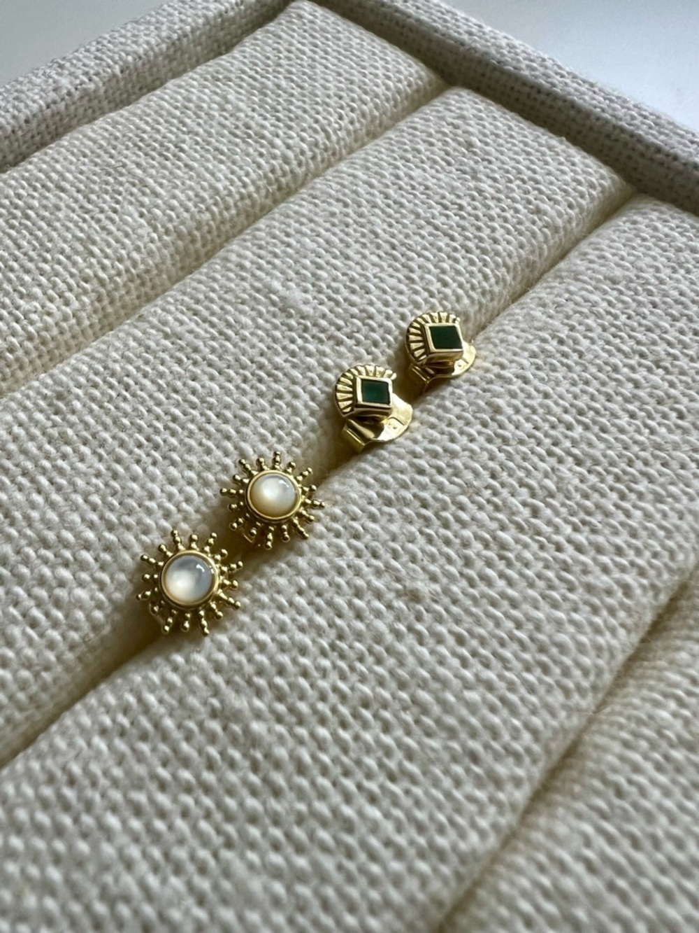 Ana Luisa Stud Earrings Set – 2 Pairs – Millow Malachite + Harper Sun - Picture 6 of 6